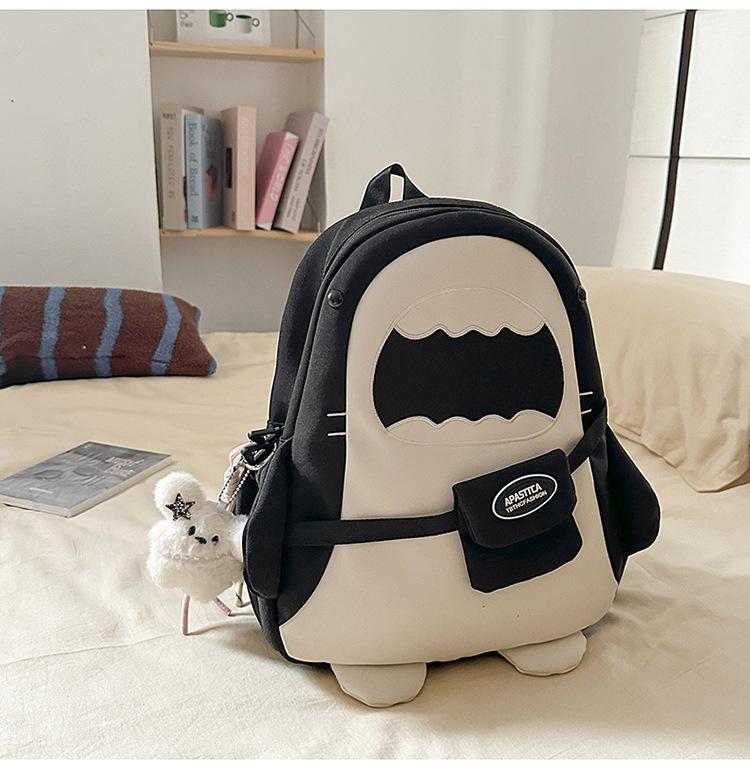 New Cartoon Girl Backpack for Both Men and Women  Large Capacity  Multi Functional  Lightweight and Simple Shark Backpack