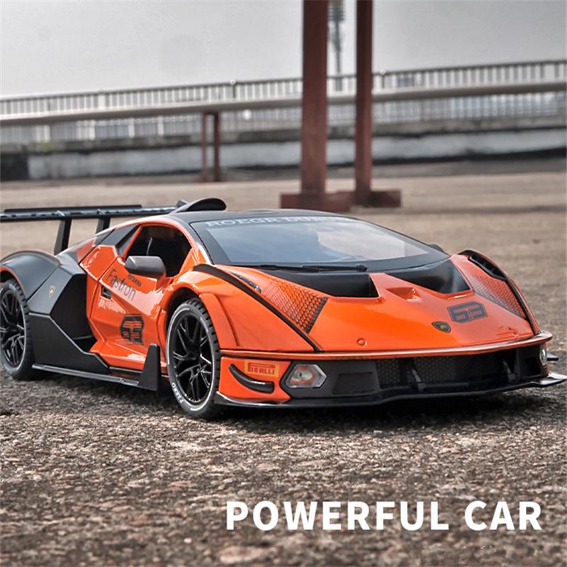 1/24 Lamborghini Essenza SCV12 Alloy Sports Car Model Diecasts Metal Toy Vehicles Car Model Collection Simulation Sound Light Childrens Gift