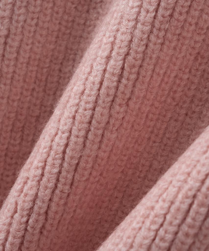 BLOND9 Hooded Rib Knit Half Zip_Light Pink
