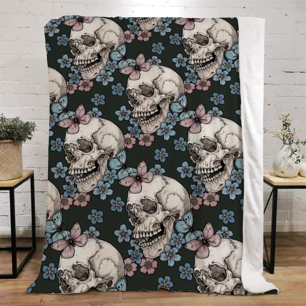Mexico Flower Skull Custom Blanket King Size Hairy Blankets for Bed Throw Home Interior Knitted Plaid Luxury Bedding Beach Towel