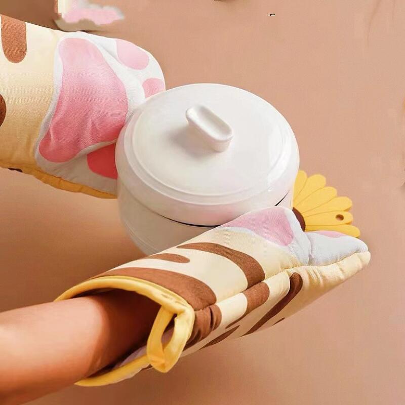 Cat Hand Pot Meow Kitchen Oven Gloves white