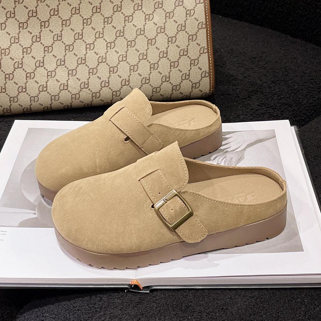 Dames 2025 Lente Retro Gesloten Teen Mule Pantoffels, Zacht & Antislip Dikke Zool Birkenstock-Stijl.