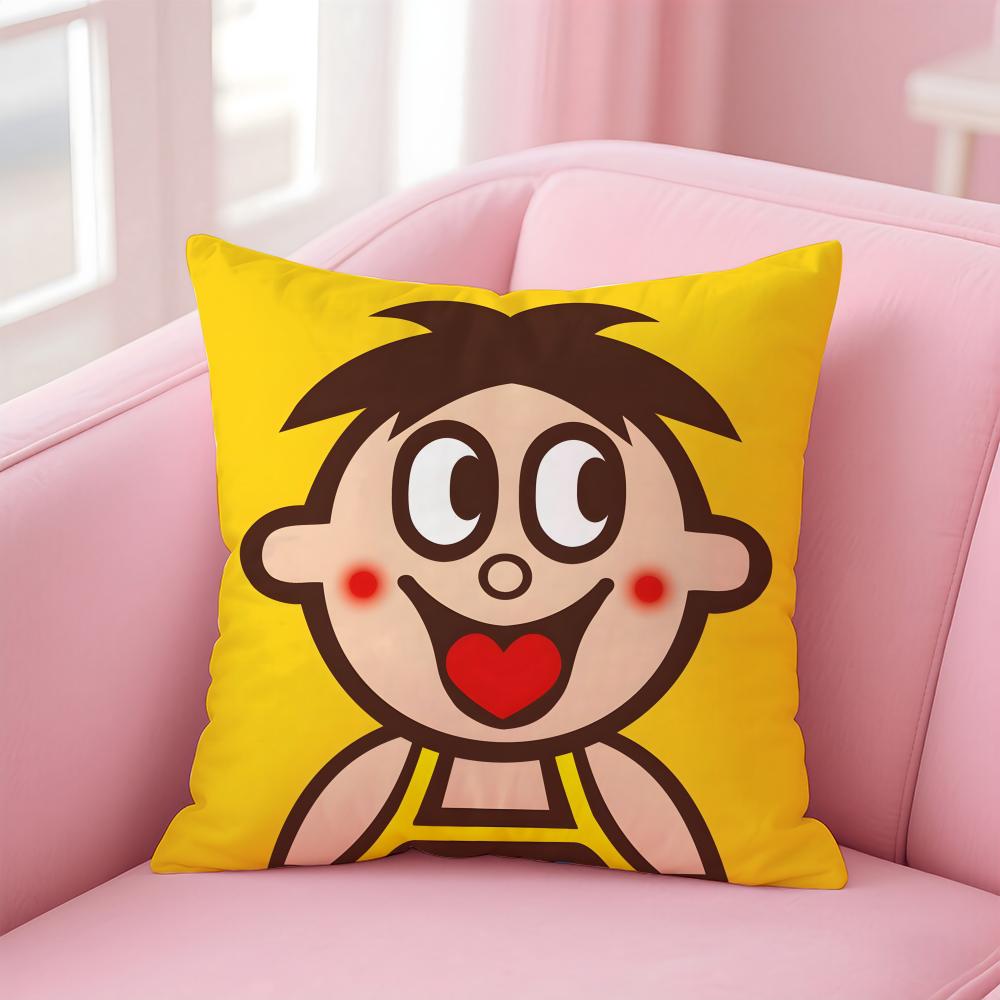 cartoon W-Wangzai Cushion Cover Home & Car Multi-Scene Pillow Cover - Reversible, Soft & Durable for Daily Use