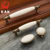 KAK Antique Bronze Ceramic White Cabinet Handles Zinc Alloy Drawer knobs Wardrobe Door Handle Simple European Furniture Hardware