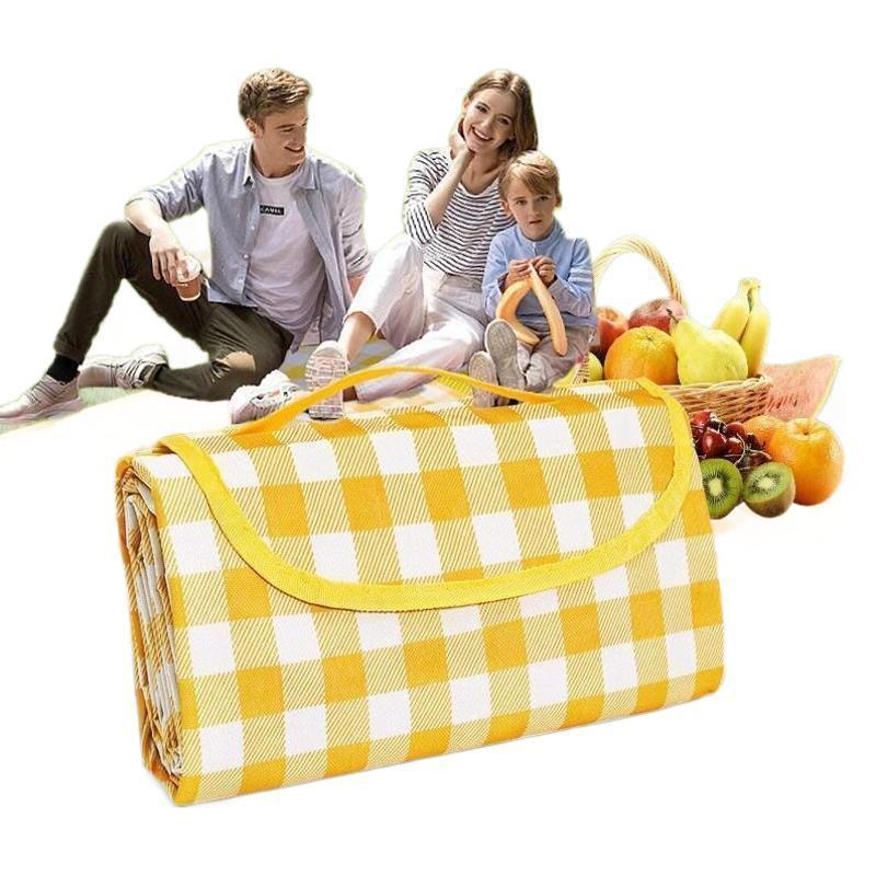 Plaid Picnic Blanket Foldable Double Sided Waterproof Stain Resistant Mat for Camping Beach Park Hiking Trips