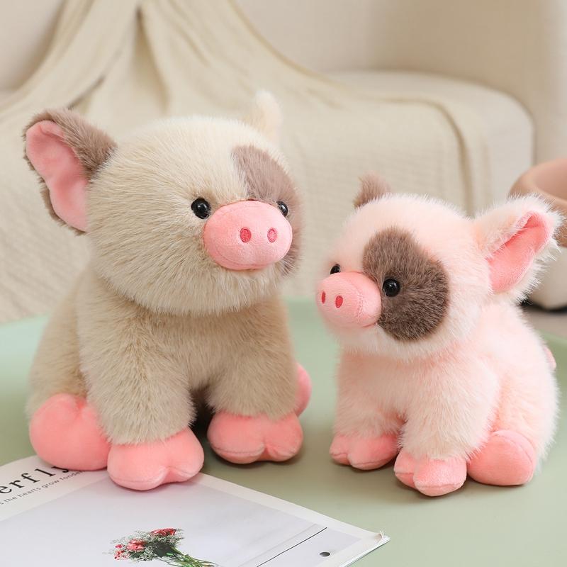New Cuddly Cartoon Piglet Plush Toys High Quality Fluffy Sitting Pose Piggy Doll Warm Cozy Children Companion Lovely Xmas Gift