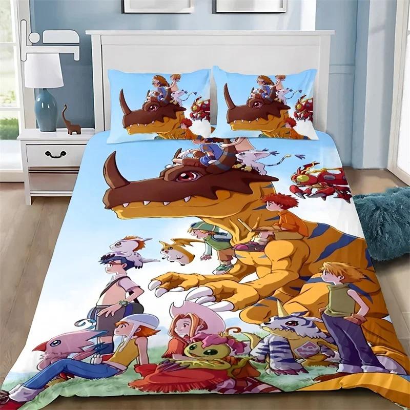 Cartoon Cover Pillowcase Bedding Set D-DigimonS Greymons Adult Boy Girl Bedroom Decoration Children Single Double Large Size