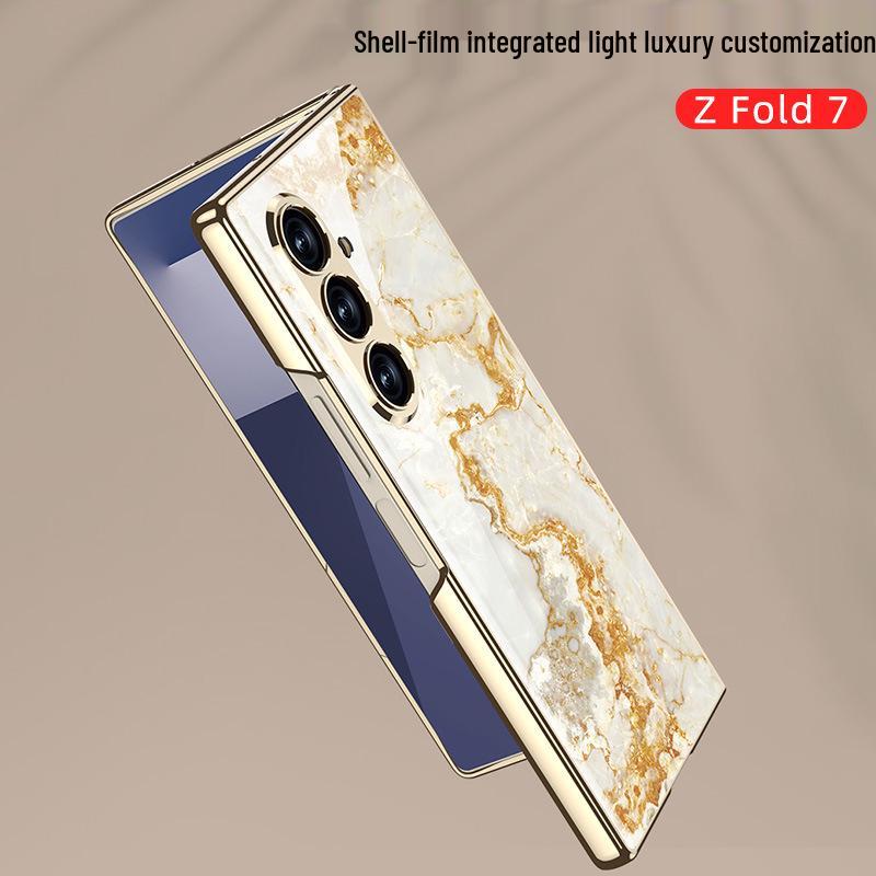Heart of the World: Electroplated Samsung Z Fold7 Glass Case - Trendy, Simple Style Protective Cover
