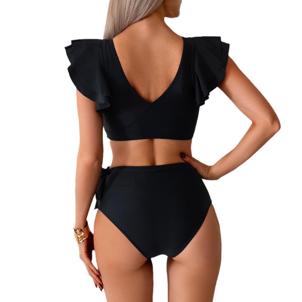 2025 European & American Women's High-Waisted Bikini with Split Swimsuit Design