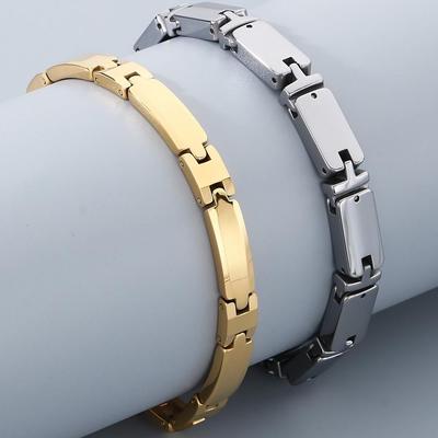 Bracelet en acier tungstène lourd pour homme et femme, couleur or, poli, chaîne à maillons de 7 mm de largeur, bijoux pour homme et femme