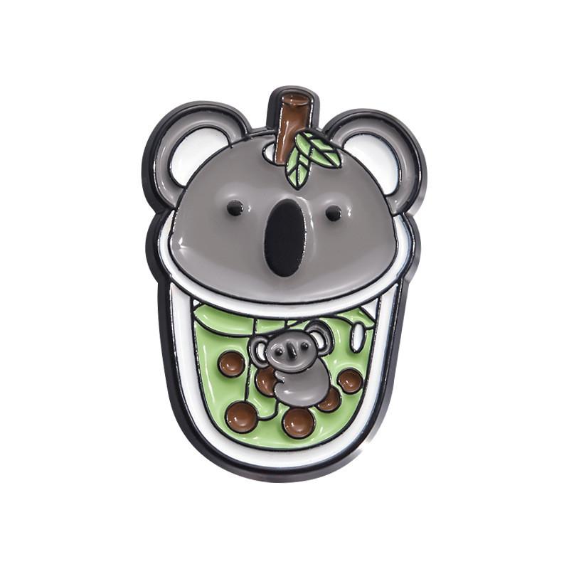 Frog Adorable Cartoon Fox Capybara Brooch Cute Pearl Milk Tea Cup Accessory Style