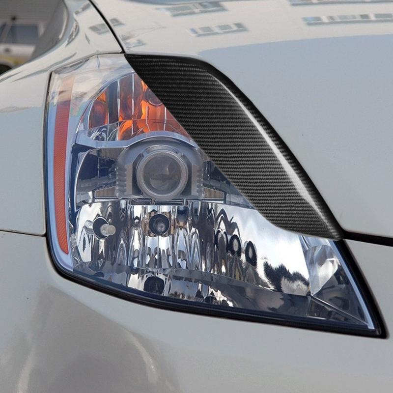 Für 350Z 2003-06 Auto Außen Frontscheinwerfer Augenbrauen Rahmen Aufkleber Kohlefaser Scheinwerfer Langlebig Persönlichkeit Augenbrauen