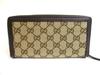 Autentisk GUCCI GG Brun Canvas og Lær Rund Glidelås Lang Lommebok #a554 Oppusset