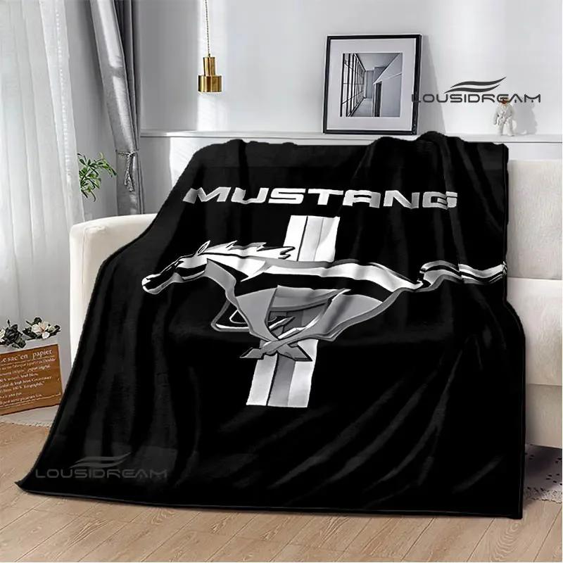 Mustang Car Logo Printed Blanket Flannel Blanket Warm Blanket Blankets for Beds Rainbow Blanket Picnic Blanket Birthday Present