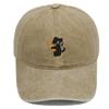 Vintage Washed Black Cat Holding Pizza Embroidery Baseball Cap Unisex Adjustable Brim Dad Hat Pet Lover Casual Outdoor Sun Hat