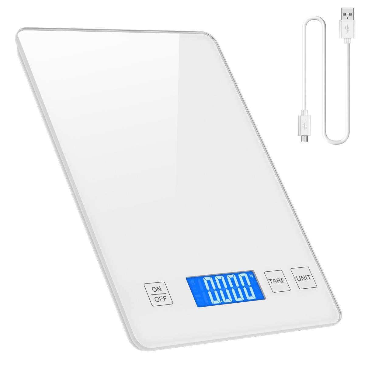Digital Kitchen Scale 1g-10kg  Food Scale Waterproof Tempered Glass Platform High Accuracy Multi-Function Scale белый