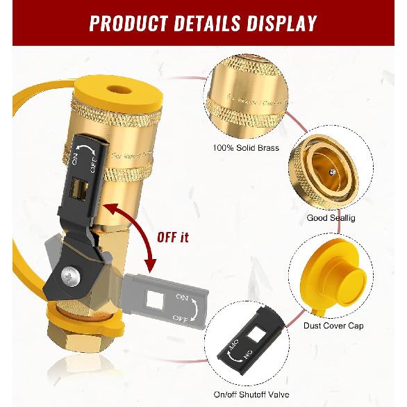 Propane Quick Connect Fittings, 7Pcs Rv Quick Connect Propane Fittings For Low Pressure Gas Appliance Heater Grill Fire Pit And RV Quick