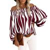 Summer and Autumn New Striped Sexy Fashion One-shoulder Chiffon Shirt Shirt Women