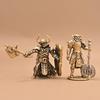 Vintage Brass Medieval Warrior Ornament Axe & Shield Design Durable Collectible Figurine for Home Shelf Decor