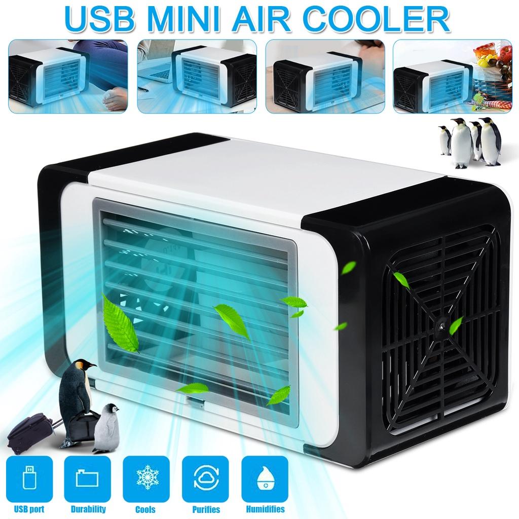 Aer Condiționat Mini Portabil Răcitor de Aer de Uz Casnic Multifuncțional USB Ventilator de Birou cu Aer Condiționat cu 2 Pachete de Cristal de Gheață