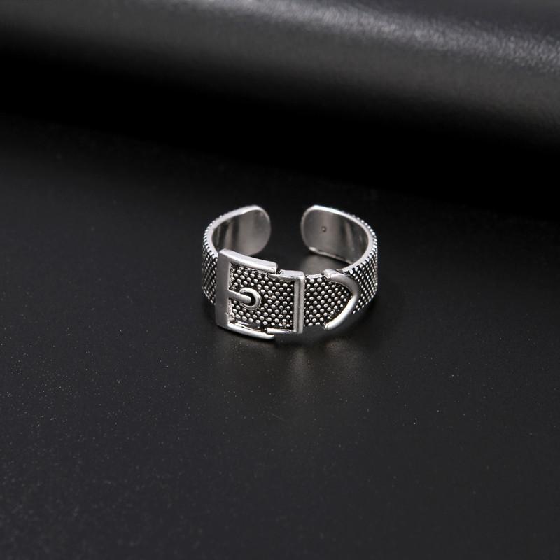 Vintage Belt Buckle Tail Ring Men And Women Quan Zhilong Ring Index Finger Ring Belt Head Ring Opening Accessories