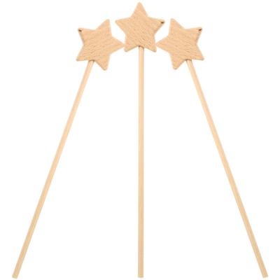 3 Pcs Wooden Fairy Unfinished Toys Blank Kids Performance Props Diy Crafts Sticks Star Wand Fairy Wands For Sewing Wood Diy
