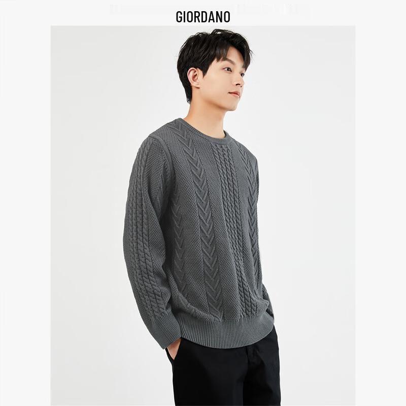 GIORDANO Couple's Thick Retro Cable Knit Crew Neck Pullover Sweater