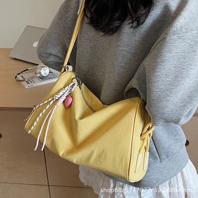 2025 New Candy Color Canvas Tote Bag Girl Simple Fashion Pillow Bag Large Capacity Casual Messenger Bag