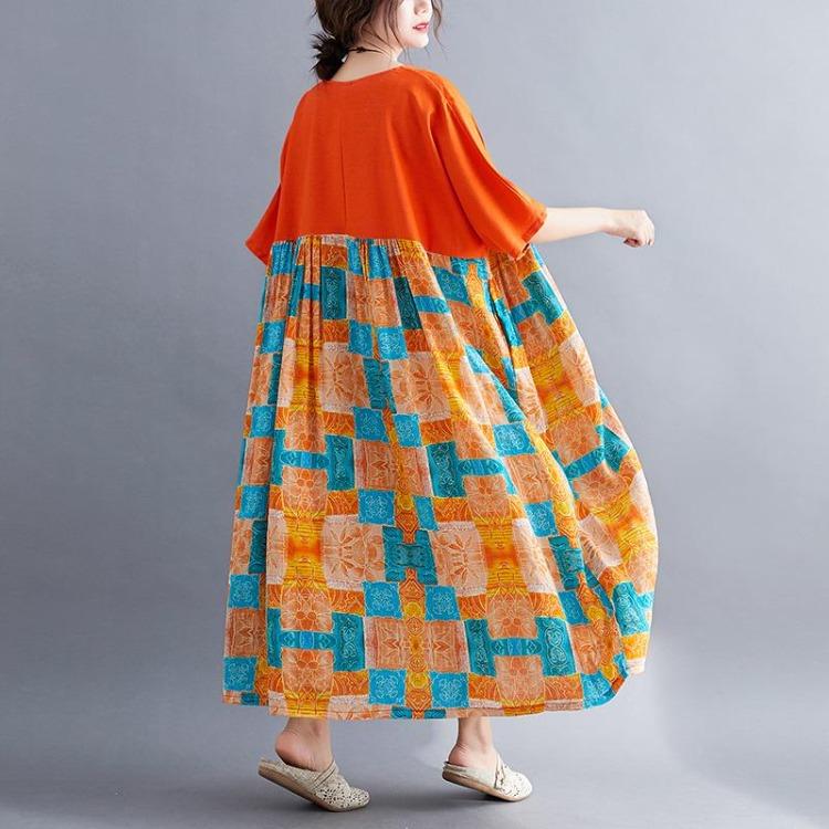 Damen Übergröße Sommer Baumwolle Locker Langes Kleid