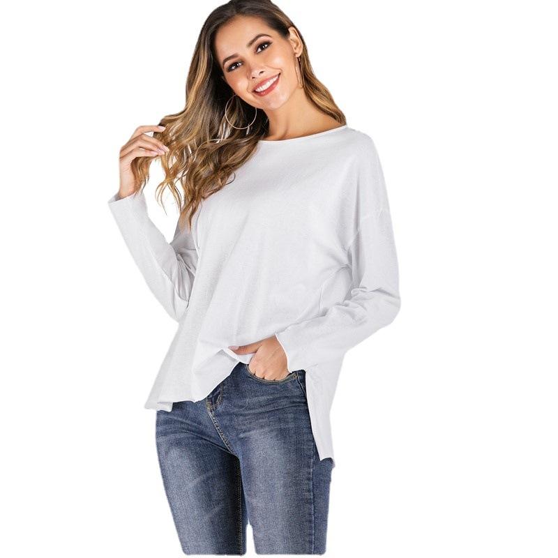 Women's Fall Street Pullover Leaky Back Long-sleeved Round Neck Loose Women's T-shirt