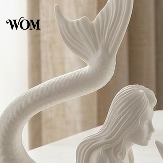 Modern Home Soft Furnishings 3D Printed Mermaid & Starfish Figurine, Exquisite Sculpture, Ocean Small Statue for Bay Window Theme Desktop Ornament