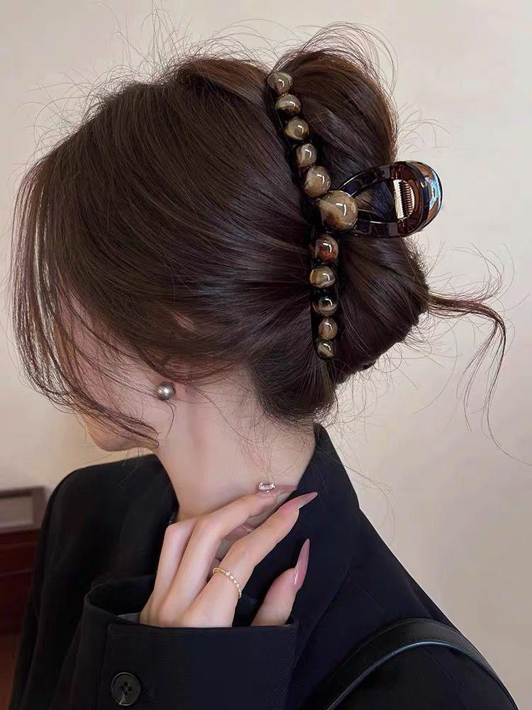 Elegante Schwarze Strass-Haarklammer - Großes High-End-Accessoire