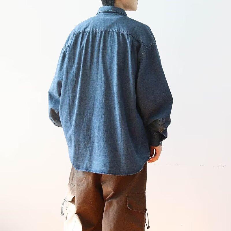 

2024 Весна и осень PU красивое пальто мужское Ins High Street модный бренд Гонконгский стиль японский стиль Харадзюку корейский стиль модная свободная куртка 2XL синий