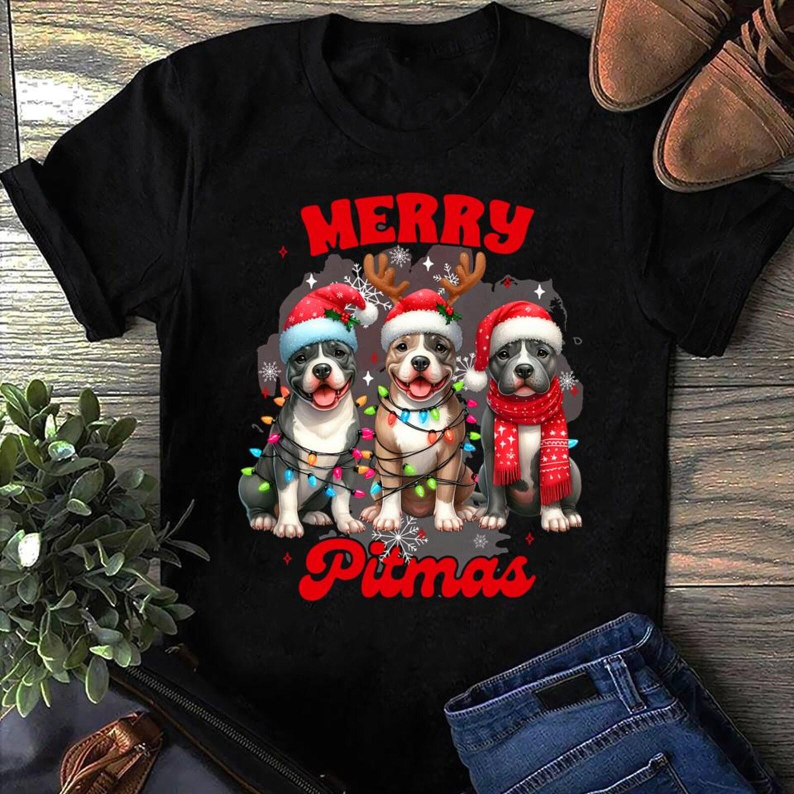 Pitbull Mom Pittie Mom Christmas Xmas Vibes Merry Pitmas Pitbull T-Shirt - Gift for Dog Lovers - Funny Dog - Pitbull Lovers - Mother s Day L