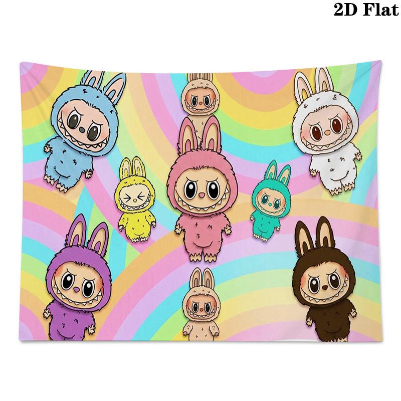 Kawaii Bubu Wall Tapestry Aesthetic Wall Hanging Printed Fabric Blanket Decorative Tapestries for Bedroom Living Room Home Decor