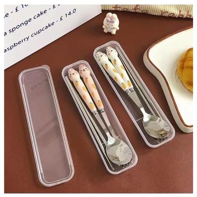 Cutlery Fork Stainless Tableware Chopsticks Rabbit Portable Supplies Dinnerware Spoon Cartoon Lunch Kitchen Steel Travel Sets