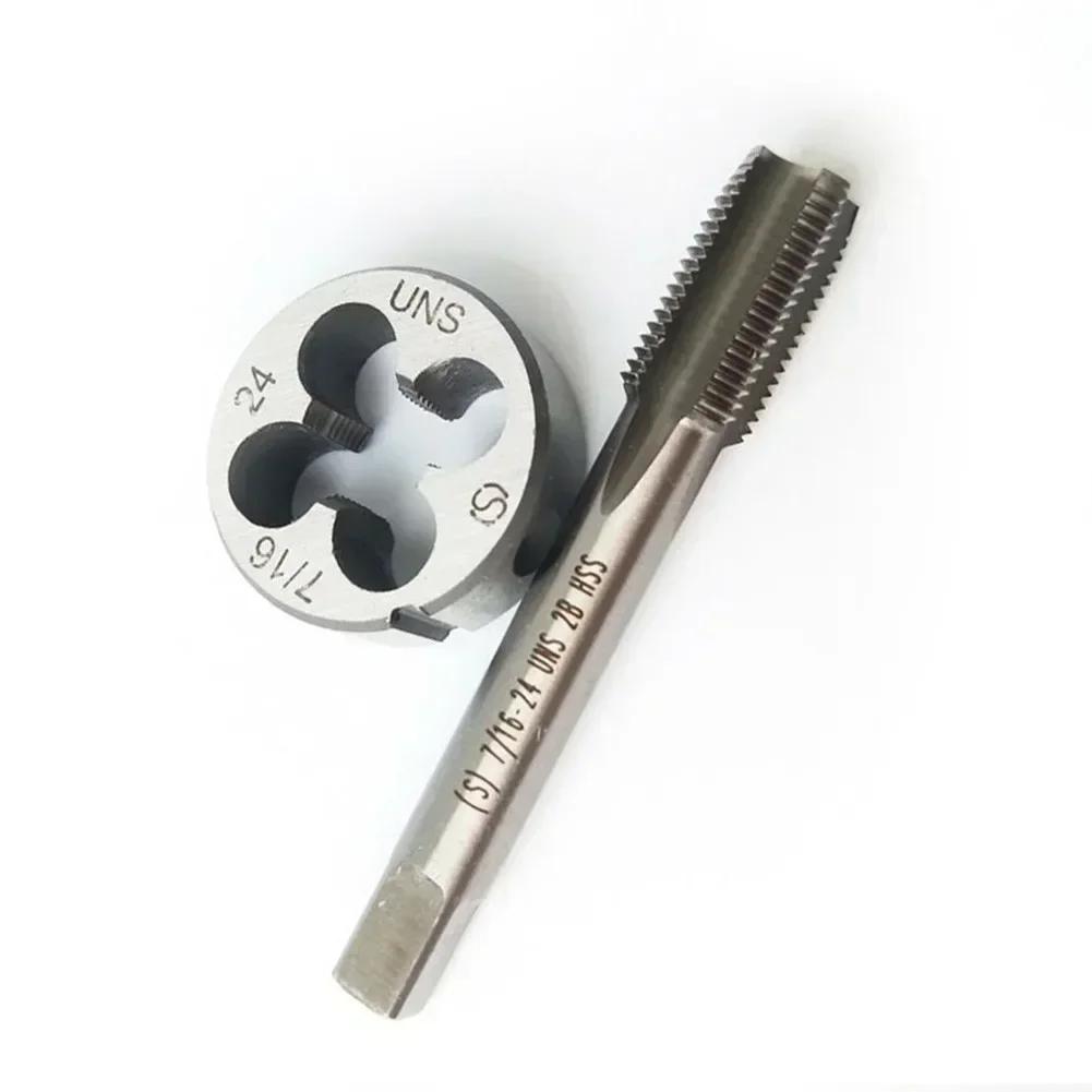 7/16-24 UNS Right-Hand Tap And Die Set For Metalworking, High-Speed Steel Tool For Mold Processing, CNC Machining Compatible