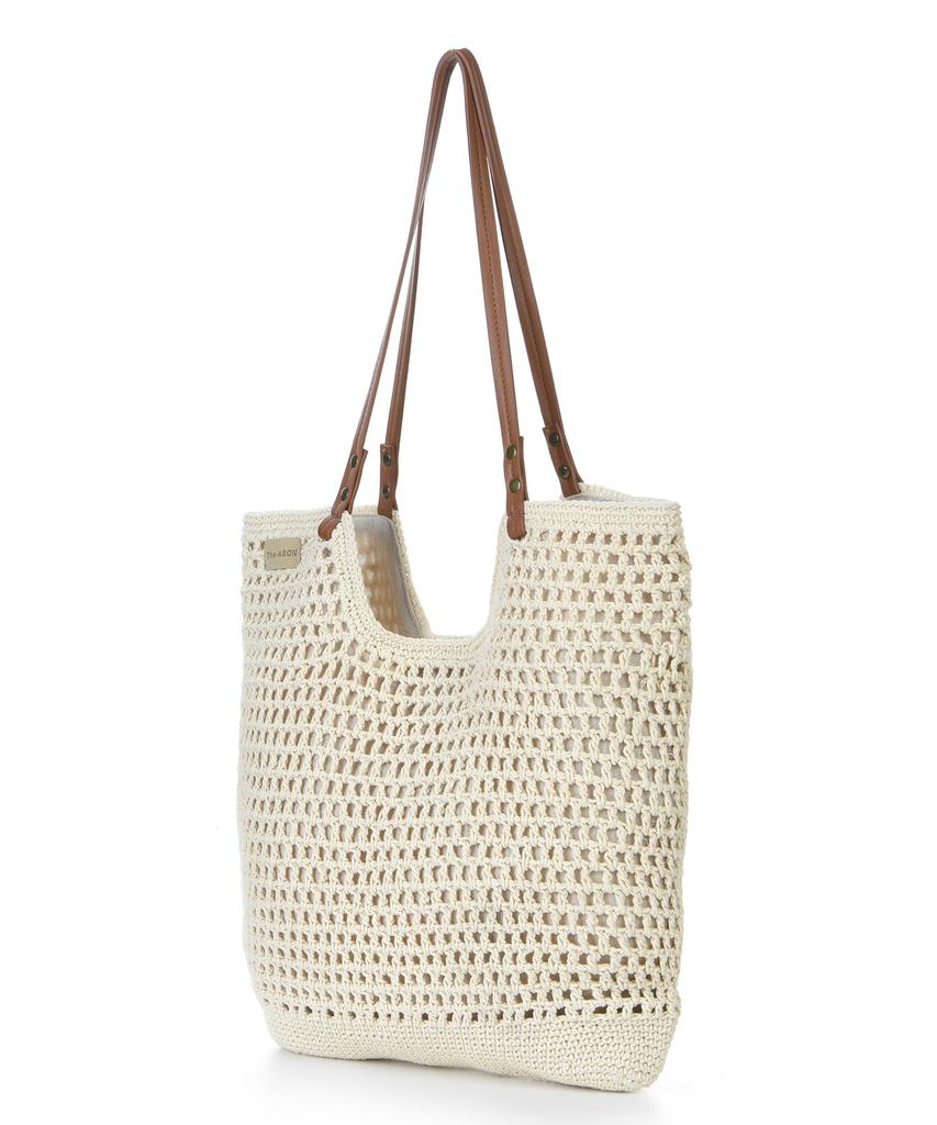 The-Abon Beach Deep Square Knit Shoulder Bag Ivory