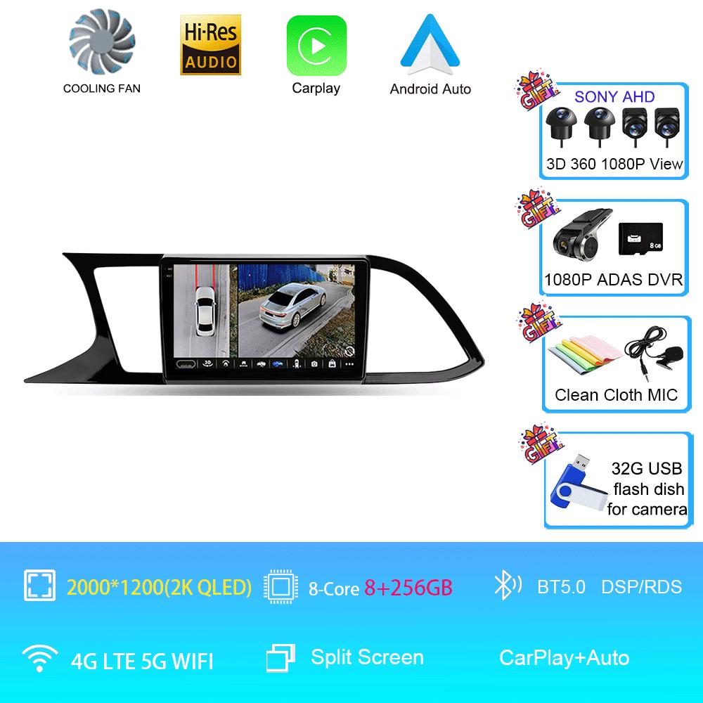 Car Radio Android 14 Carplay Auto For Seat Leon 3 MK3 2012-2020 GPS Navigation 4G WIFI Multimedia Video Player Stereo 360 Camera