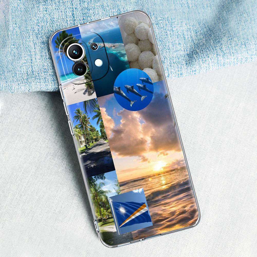 Phone Case For Xiaomi Mi 15 14 13 12 11 Lite 15T 13T 12T Pro Poco X7 X6 X5 Pro 5G X3 NFC F7 F6 F5 Cover Marshall Islands Flag