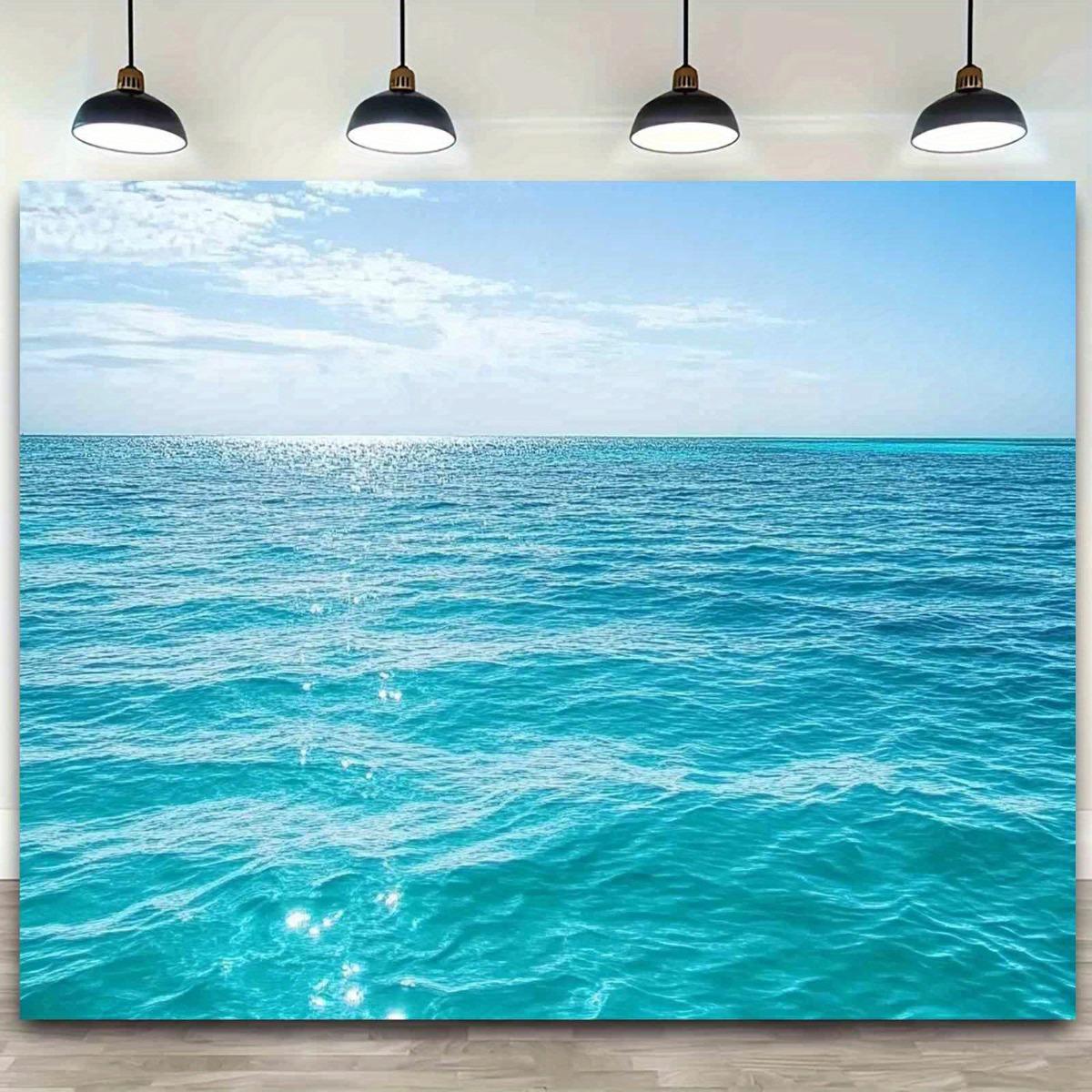 Turquoise Ocean Tapestry Polyester Calm Waters Gentle Ripples Wall Hanging Beach Decor 180x320cm71x126in 100X70CM