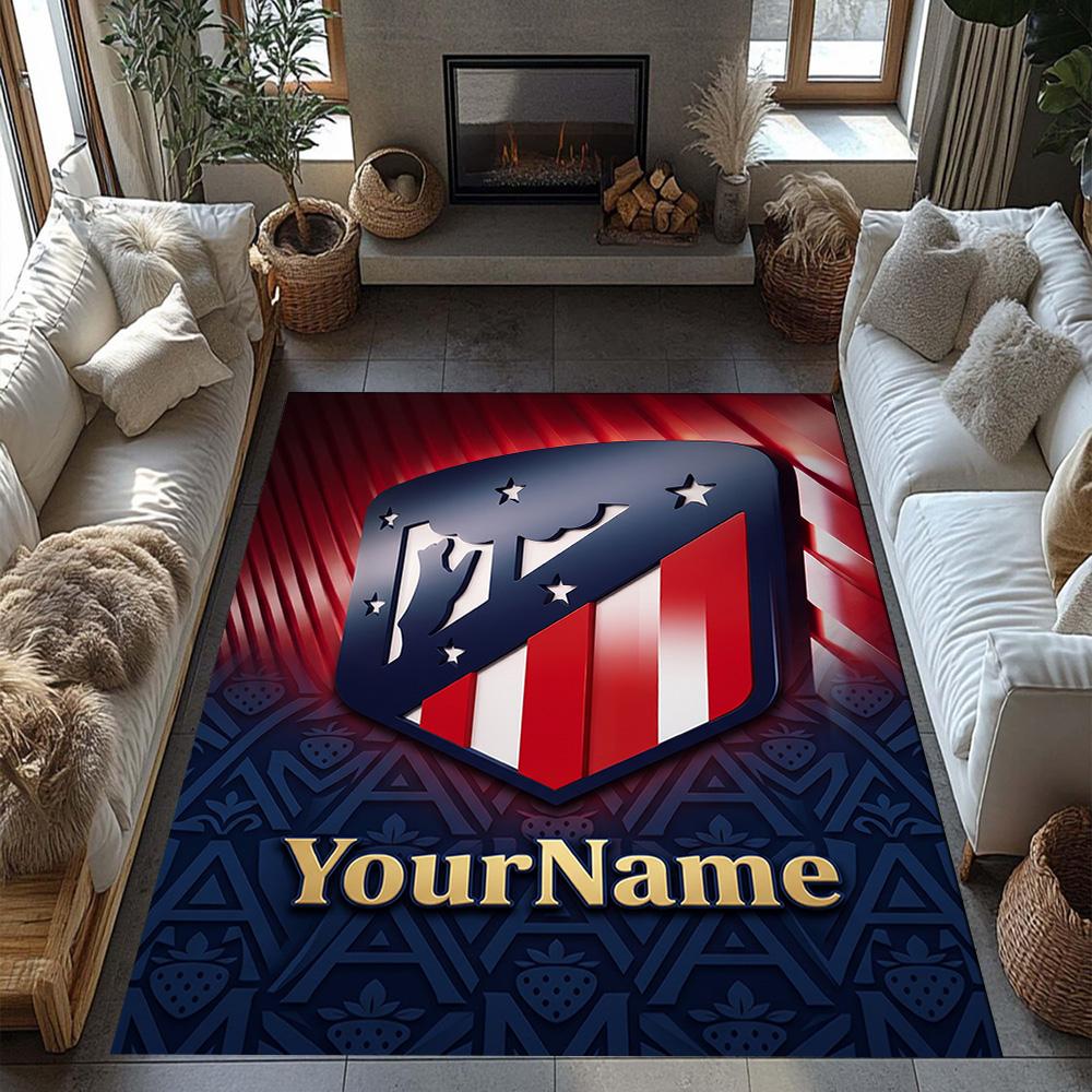 Atletico Madrid Customized Name Floor Rug Office Rug Design for Outdoor Decorate Room Playrooms Study Room Anti-slip Rug Decorate Offices