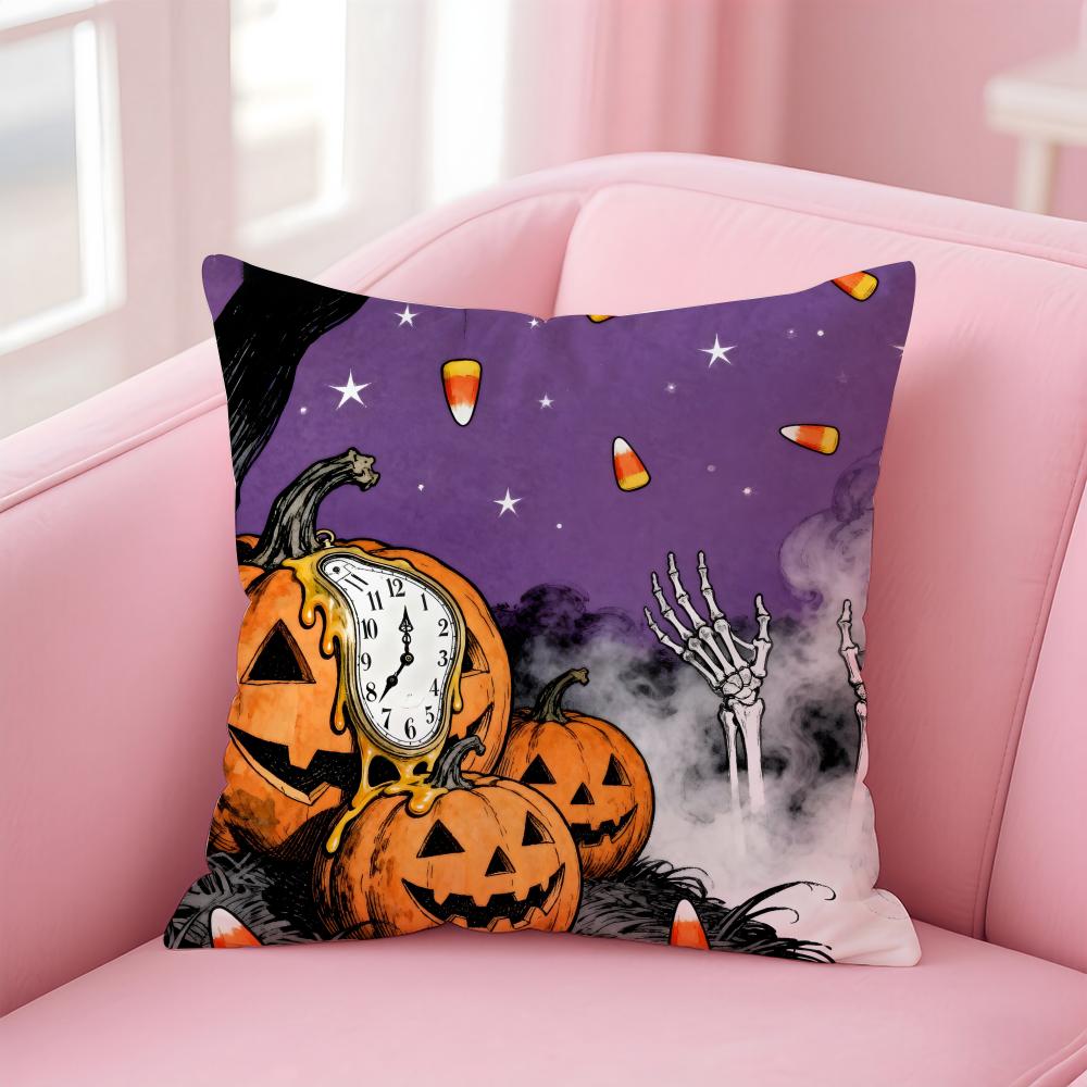 Happy Funny Spooky Surreal Art Halloween Cushion Cover Pillow Case Soft Skin Friendly Fabric Concealed Zipper