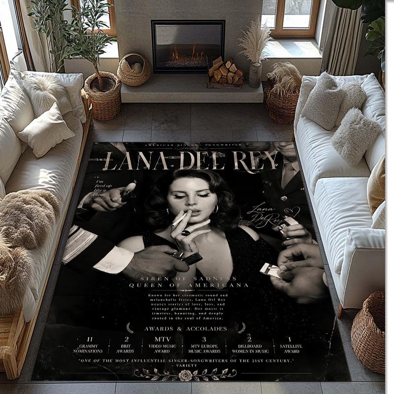 Soft Crystal Velvet Floor Rug,Lana Del Rey Anti Slip Decorative Carpet, Plush Area Mat For Indoor Home Decoration