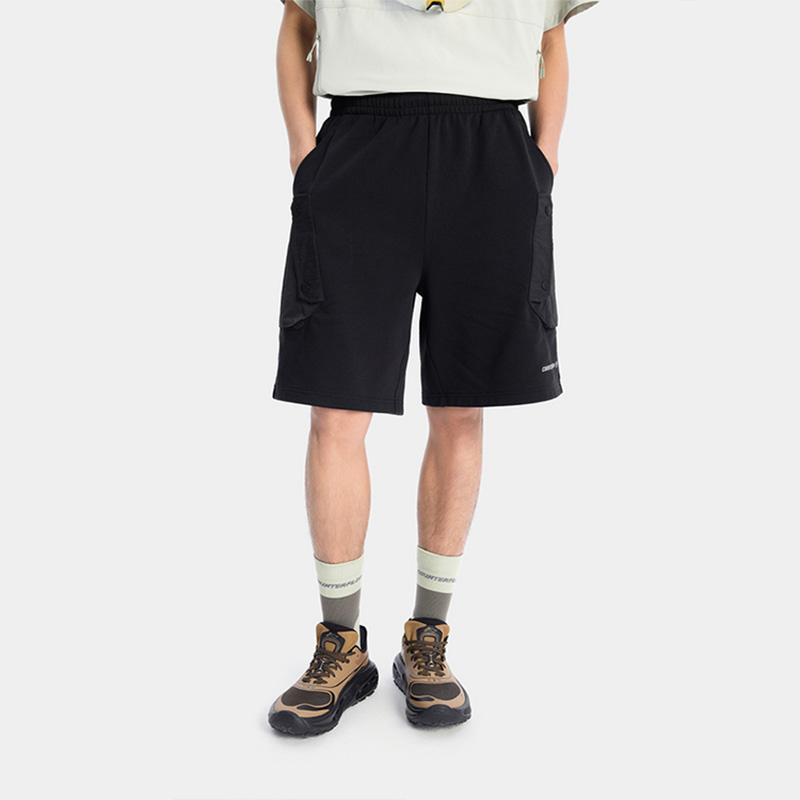 Li Ning CF Stretch Solid Color Multi-Pocket Cargo Shorts Men shorts Black AKSV239-1