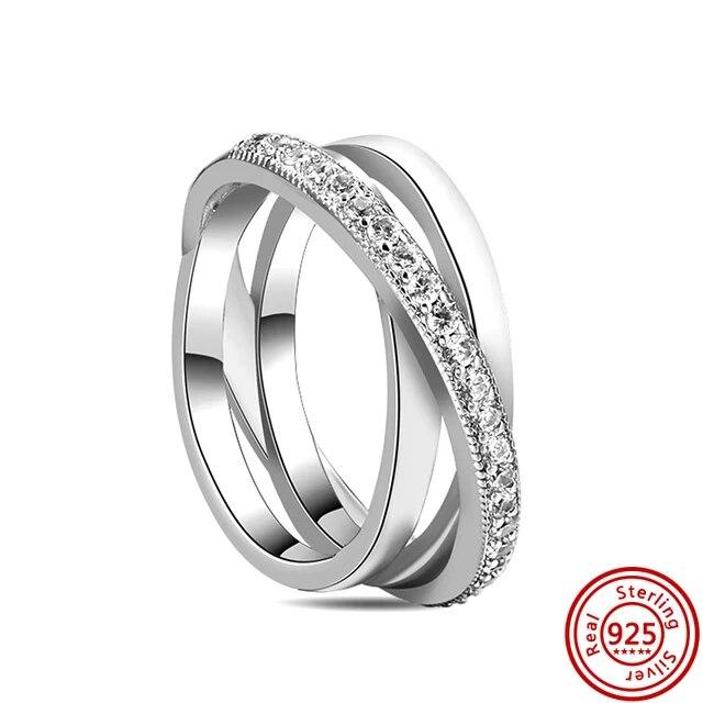 925 Sterling Silver Rings Feather Heart Pavé Sparkling CZ Round Lucky Rings for Women Charms Jewelry