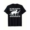 Men's Flat Earth Cat T-Shirt If The Earth Were Flat Cats Would Have Pushed Everything Off Retro Astronomy Physics Joke Tee