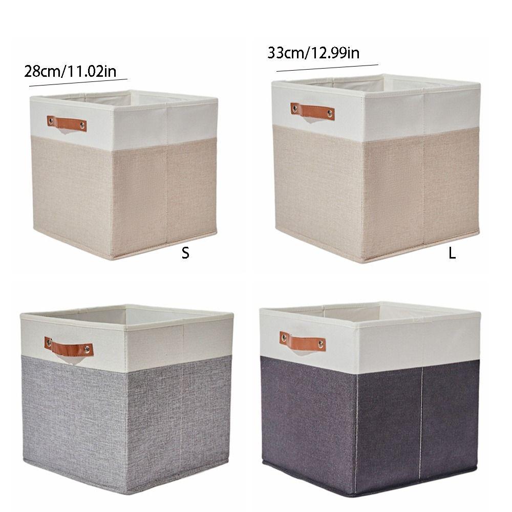Side Handles Linen Fabric Storage Basket Large Capacity Toys Sorting Box  Cosmetics