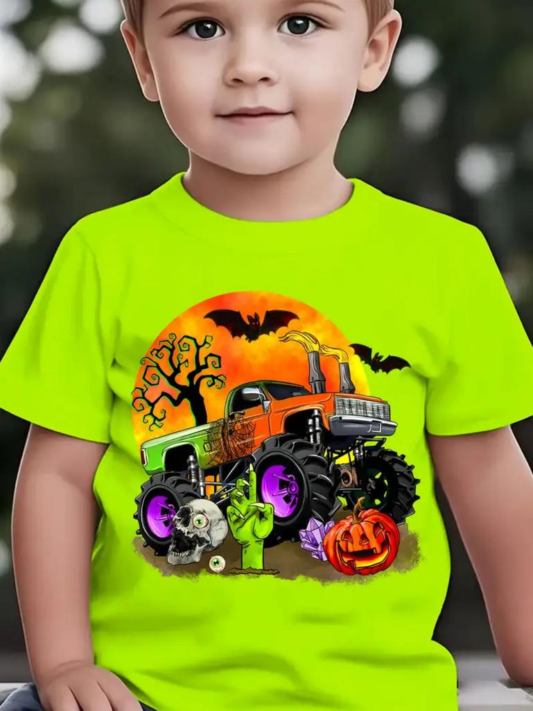 Happy Halloween Fashion Kids' T-Shirt Summer Casual Tops Spooky Short-Sleeved Halloween Pumpkins Print T-Shirts Halloween Gifts