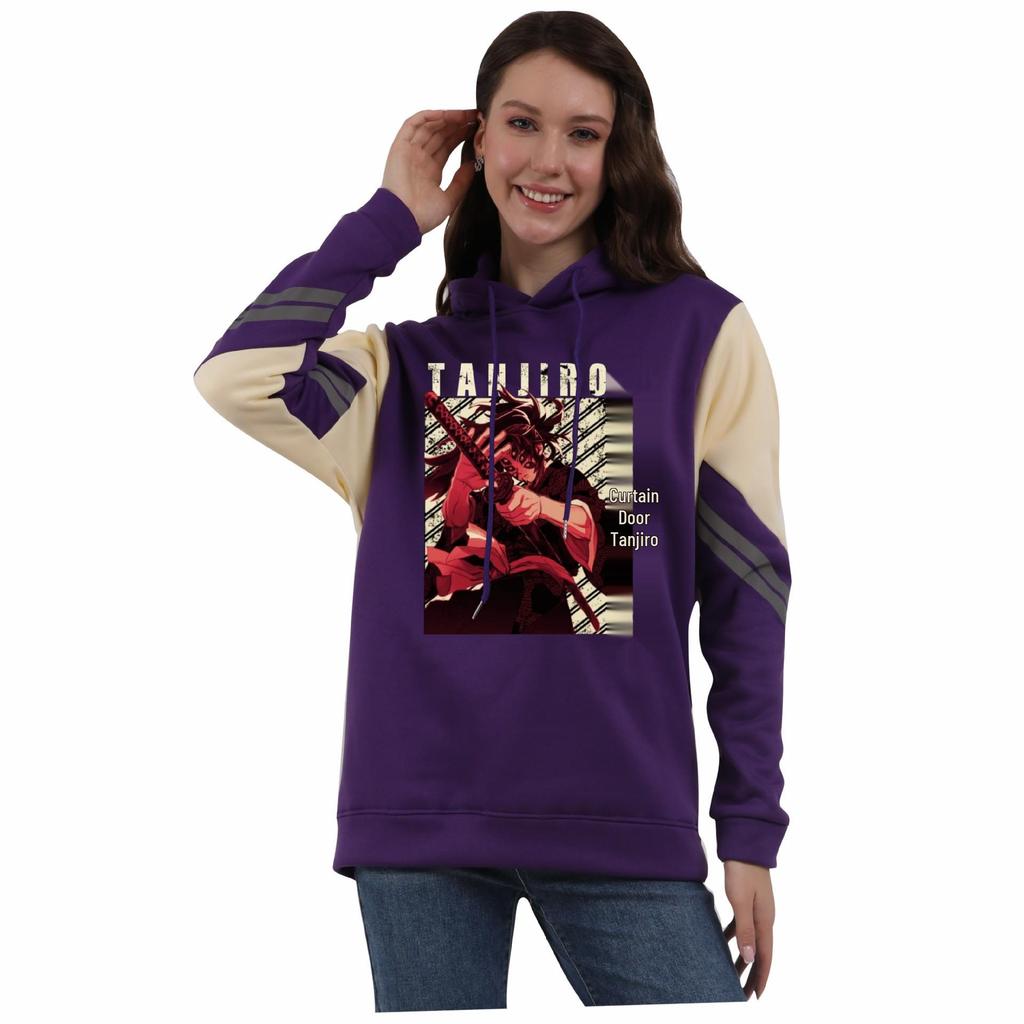 Demon Slayer Harajuku Anime Patchwork Hoodie for Couples